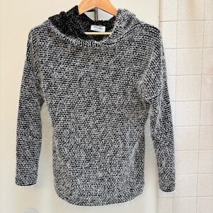 VTG Sweater Size Unknown Hoodie Black White Eyelash Knit Art to Wear Rare Artsy